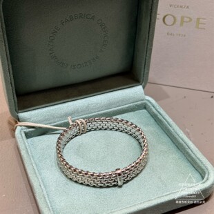 FOPE PANORAMA系列一颗白钻18K金弹力手链男女同款 巴黎萌猫正品