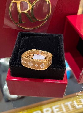 Roberto Coin/珂瑛PRINCESS拉丝花卉钻石方型戒指巴黎萌猫正品代