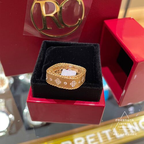 Roberto Coin/珂瑛PRINCESS拉丝花卉钻石方型戒指巴黎萌猫正品代