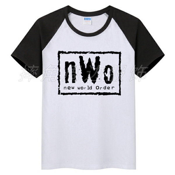 WCW摔角组合WWE世界新秩序New World Order摔跤印花NWO短袖T恤潮