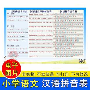 小学生语文汉语拼音字母声调音节全表学习挂图电子版图片打印数据