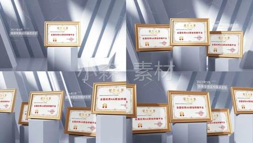 AE模板特效素材商务企业大气三维荣誉证书震撼大气荣誉证书包装