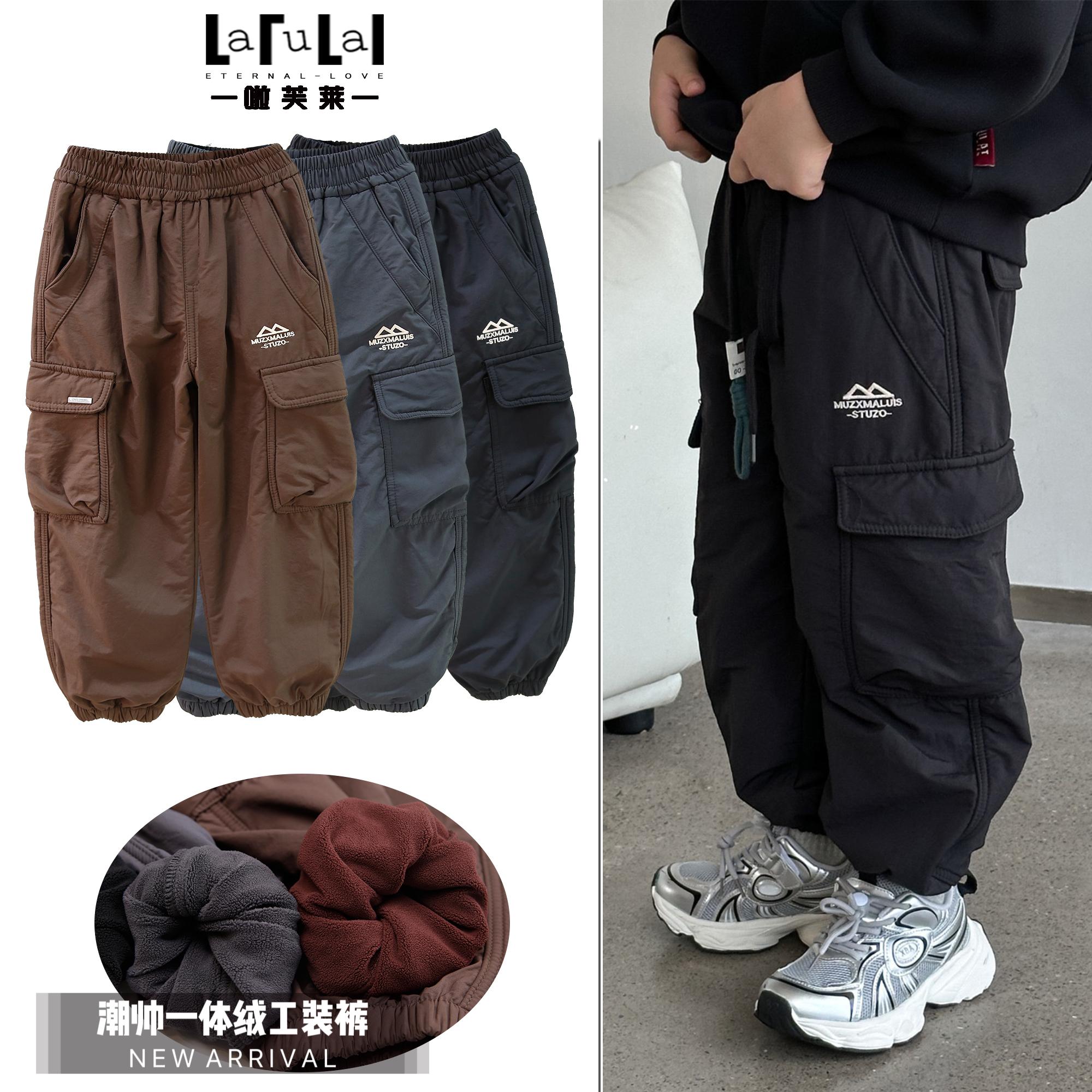 工装裤啦芙莱一体绒工装裤收脚潮