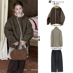 啦芙莱童装2025冬季新款儿童麂皮绒外套男女童皮毛一体夹克衫6258