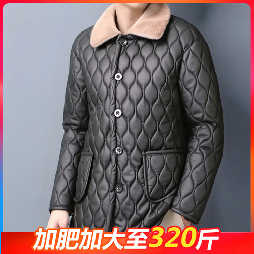 加肥加大码300斤保暖棉袄棉衣秋冬加绒加厚中老年女妈妈皮衣外套