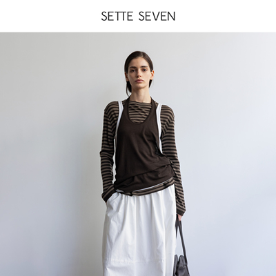SETTE SEVEN·假两层圆领套头