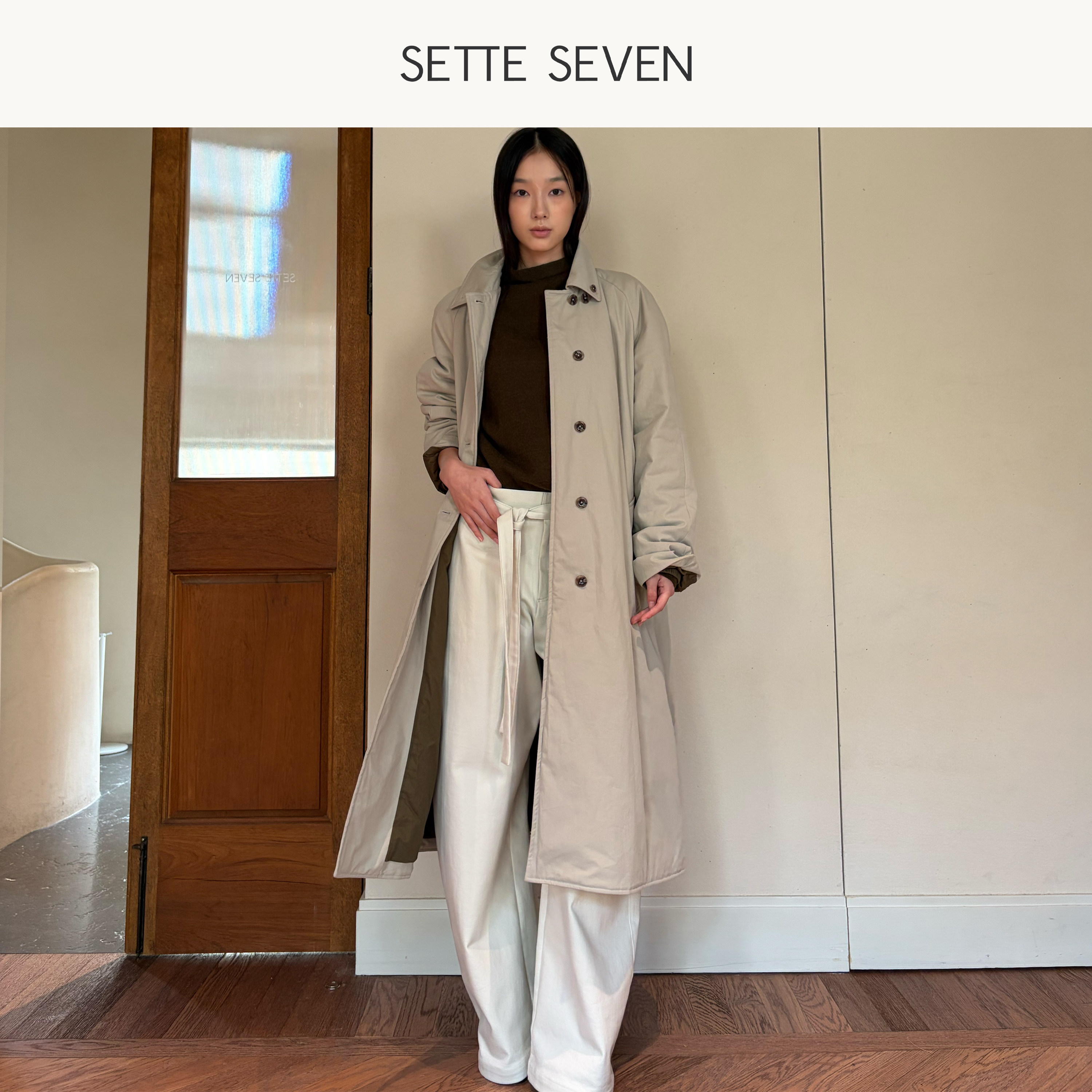 SETTE SEVEN腰带镰刀阔腿裤女冬季新款高腰绑带宽松垂感休闲长裤
