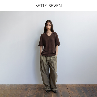 SETTE SEVEN设计感弯刀裤休闲裤女2026春季宽松显瘦高腰直筒长裤
