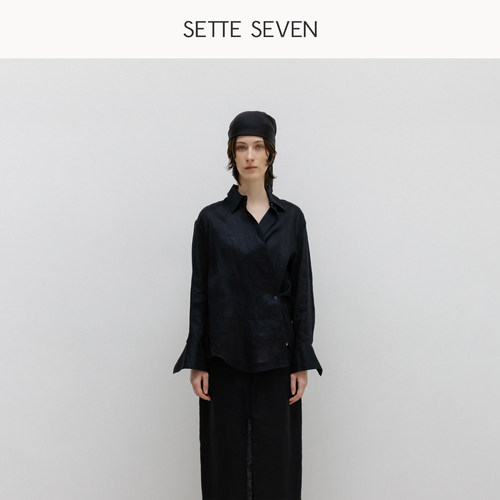 SETTE SEVEN设计感两穿衬衫女秋季高级感收腰系带衬衣通勤小上衣