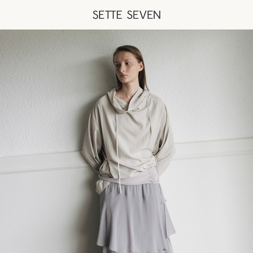 SETTE SEVEN高级感荡领长袖上衣女2026秋季收腰显瘦气质通勤衬衫