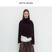 毛呢外套冬季 SETTE SEVEN·深棕立领短款 高级感设计显瘦百搭上衣