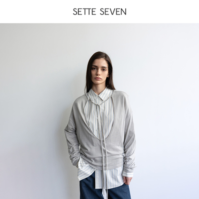 SETTE SEVEN经典条纹休闲通勤衬衫女宽松遮肉慵懒风长袖上衣春夏