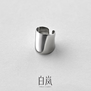 白岚光面耳骨夹女999银耳环2023新款 小众设计感气质耳饰ED3777