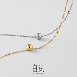 白岚圆珠项链女925银锁骨链毛衣链轻奢小众气质原创设计感XL2820