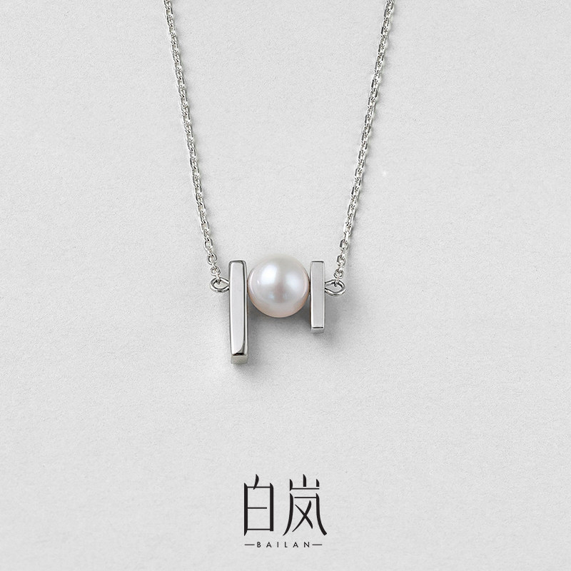 白岚小银条珍珠项链女925银毛衣链原创轻奢小众设计感XL2212