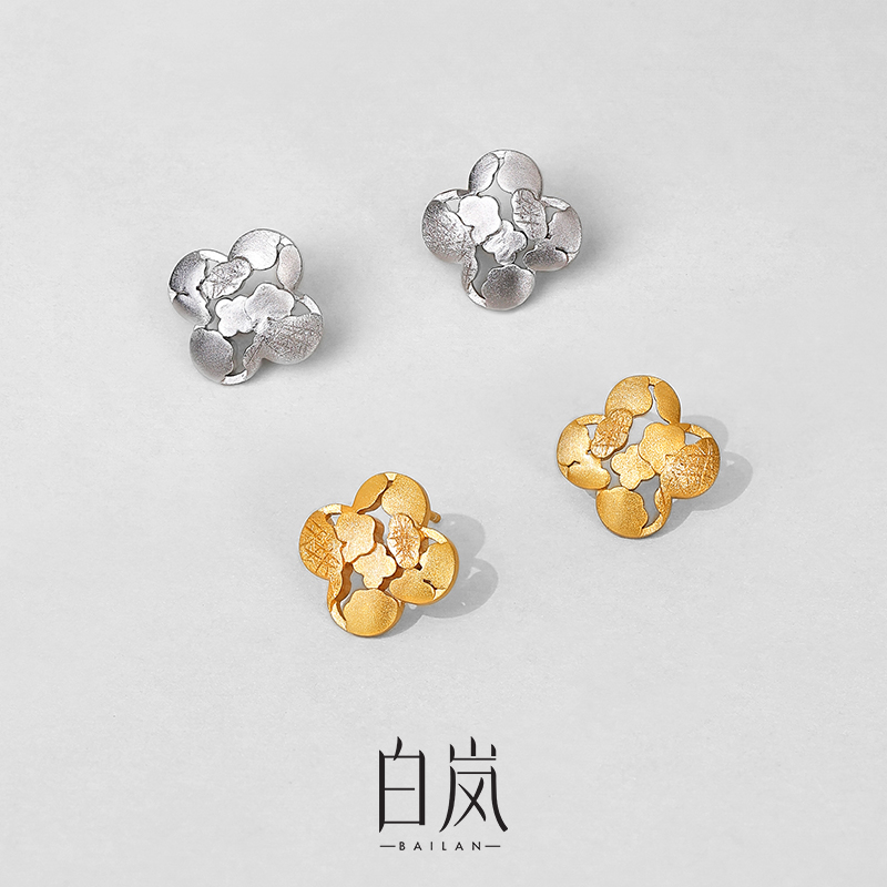 白岚花窗耳钉925银耳环耳饰女设计感优雅精致气质配饰饰品ED4589