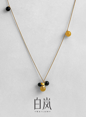白岚卷草多宝项链玛瑙毛衣链长项链秋冬气质轻奢首饰配饰女XL5989
