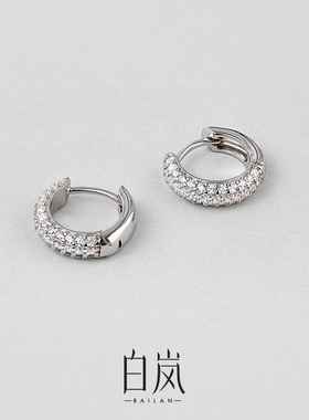 白岚满镶耳圈925银耳环女小众设计感2023年新款耳饰耳钉ED3766