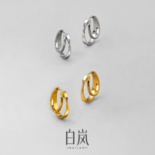 白岚丝路双圈耳扣925银女耳环耳饰新款 精致饰品首饰高级感ED4797