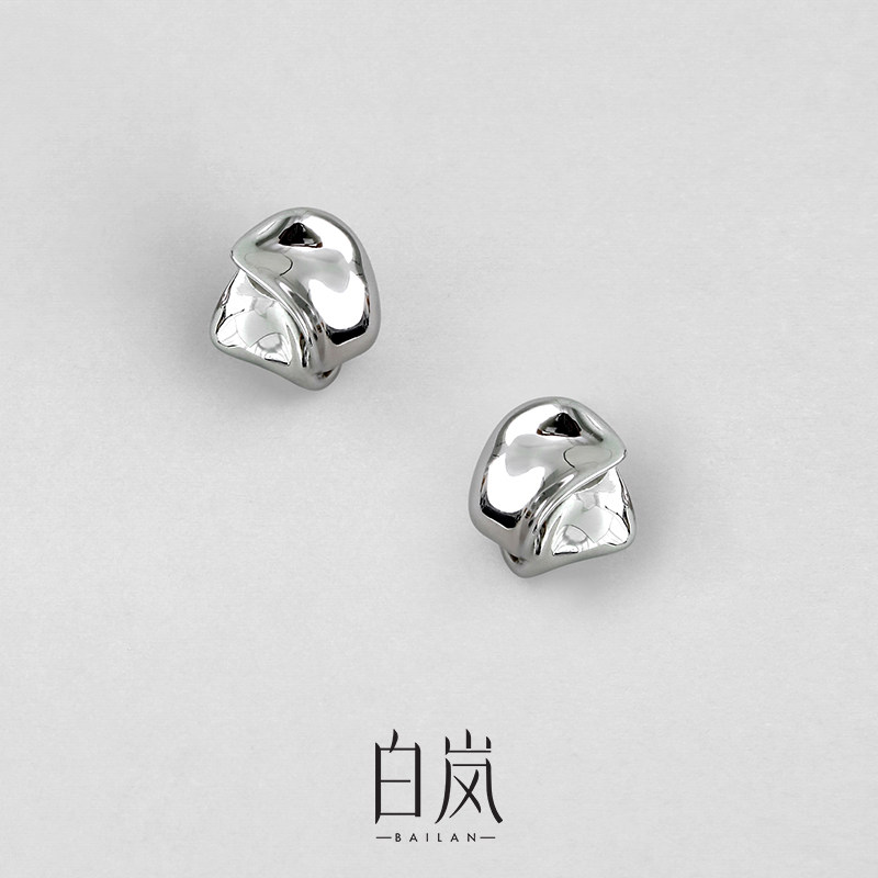 白岚织光耳钉女925银小众