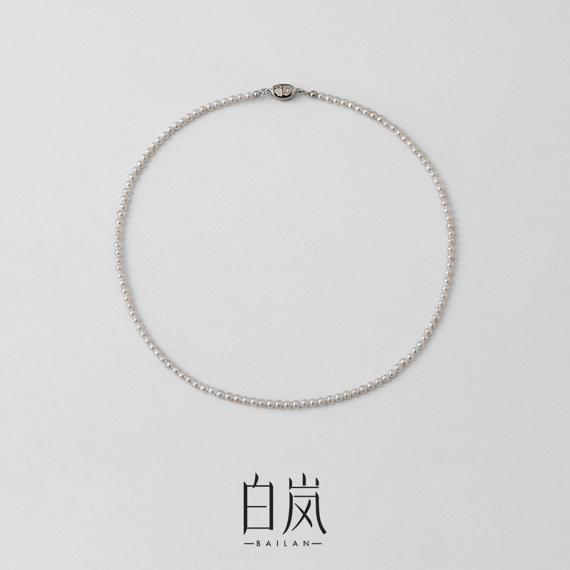 白岚淡水圆形珍珠项链女轻奢气质轻奢小众baby珠秋冬毛衣链XL2816
