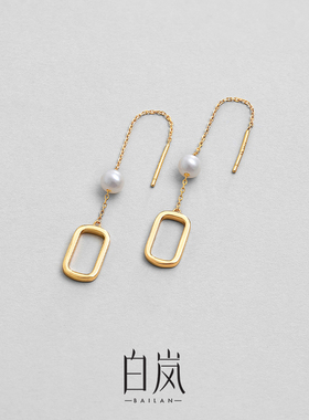 白岚淡水珍珠耳线小众设计感耳钉925银小众气质耳饰女ED2012