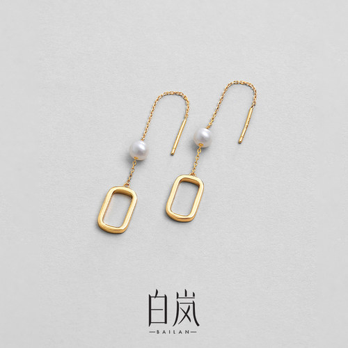 白岚淡水珍珠耳线小众设计感耳钉