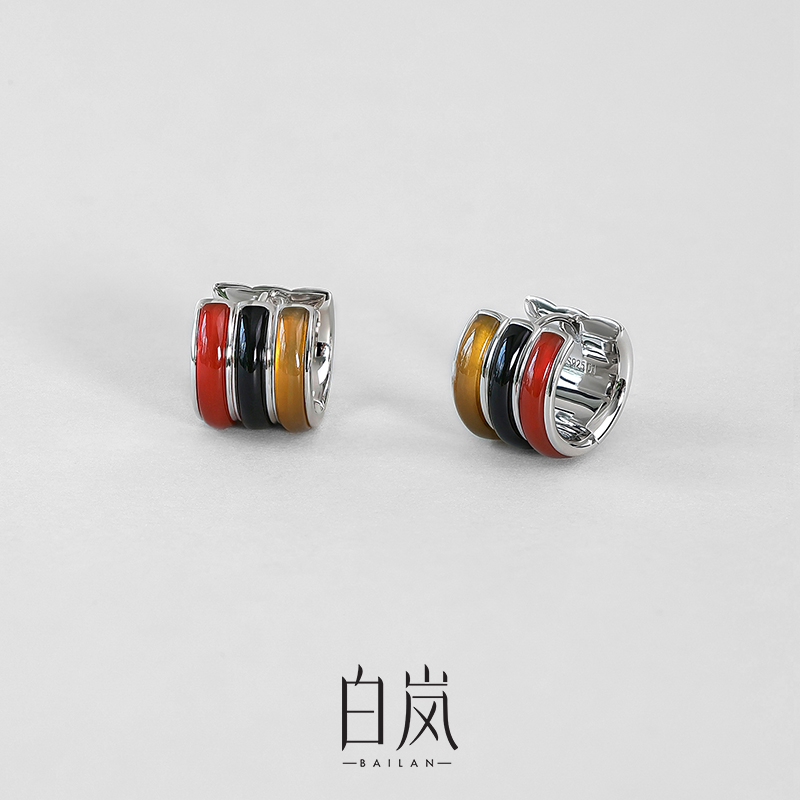 【8月上新】白岚多拼玛瑙耳圈耳钉耳环耳饰女高级轻奢饰品ED4712