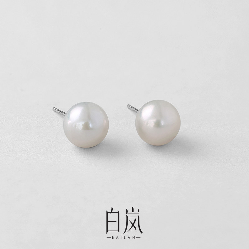 白岚淡水珍珠耳钉女S925时尚