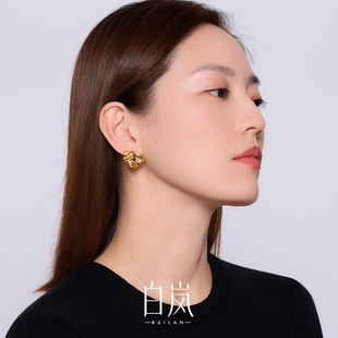 高级首饰ED4841 白岚葫芦叶耳钉耳夹925银耳饰女新款 12月上新