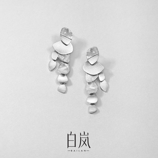 白岚秋水耳钉925银新款 气质轻奢耳环女精致小众设计感耳饰ED4417