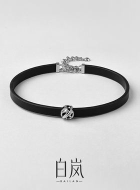 白岚根系choker项链女轻奢小众气质颈链牛皮绳2023新款XL3726