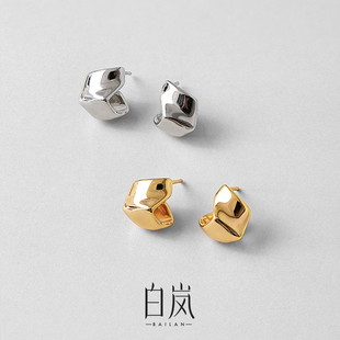 白岚折纸925银耳钉女原创简约气质耳环小众设计感轻奢耳饰ED2701