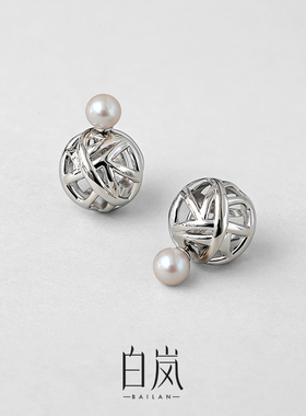 白岚根珠耳钉女小众设计感珍珠耳饰耳环新款时尚设计首饰ED3927