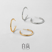 白岚素圈耳环925银耳圈女简约轻奢气质耳环小众设计感耳饰ED4230