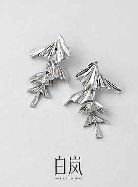 白岚知鱼耳钉女925银轻奢气质耳饰新款小众设计耳坠耳环ED3969