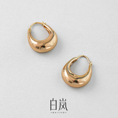 白岚月亮耳环女925银耳钉爆款 金色耳环轻奢小众秋冬耳饰ED1990