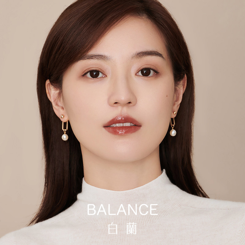白蘭首饰淡水珍珠耳钉女2021年新款潮纯银高级感耳坠轻奢小众耳饰
