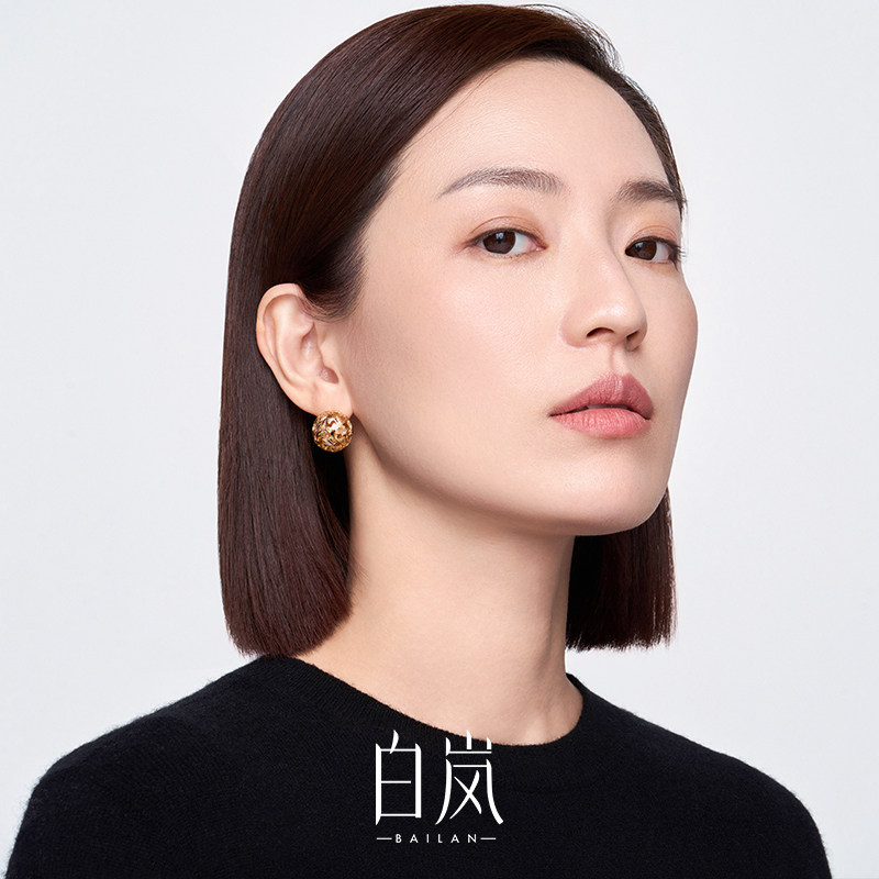白岚银杏圆球耳扣女2024新款爆款