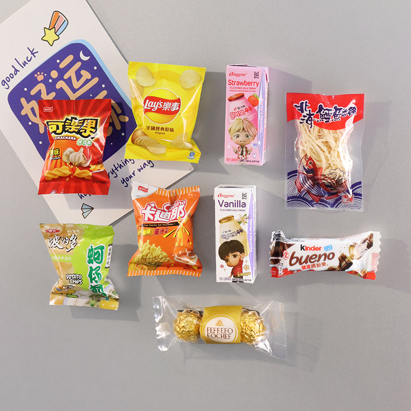 冰箱贴小零食创意磁贴韩国ins可爱趣味薯片鱿鱼丝磁吸洞洞板装饰