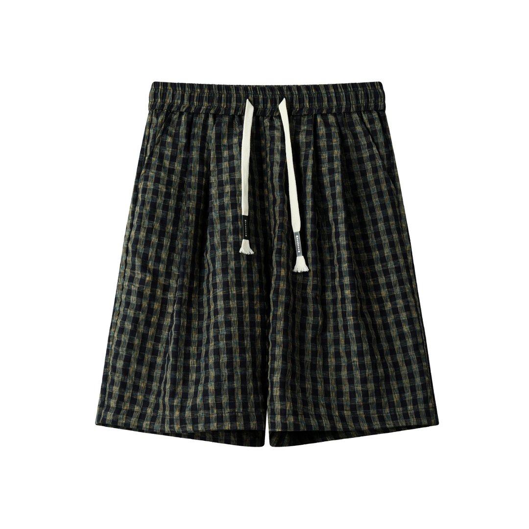 CHRY STUDIO泡泡纱格纹短裤夏季男女宽松直筒休闲慵懒速干五分裤,男装,短裤,淘宝优惠券,粉丝福利购,淘宝优惠卷