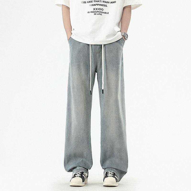 CHRY STUDIO美式抽绳直筒牛仔裤春秋潮牌宽松休闲松紧腰长裤男款,男装,卫裤,淘宝优惠券,粉丝福利购,淘宝优惠卷