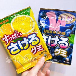 推荐!日本进口UHA悠哈味觉糖葡萄味手撕糖可爱长条水果汁软糖
