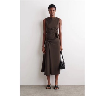 新品 型扭结设计半身裙棕色2026春季 1327027002 标准版 CS女装