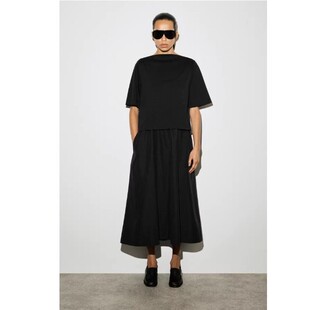 CS女装 标准版型船领中长连衣裙黑色2026春季新品1326390001