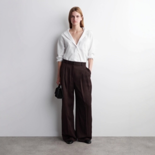 阔腿西装 新品 裤 通勤老钱风2025秋季 1292450001 酒红色长裤 CS女装