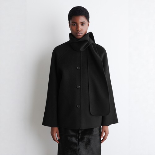 双面呢静奢风围巾式夹克外套