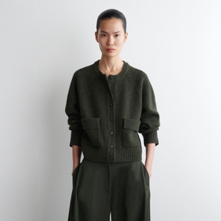 新品 CS女装 深绿色2025秋季 型美利奴羊毛针织衫 1293670001 标准版