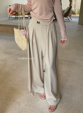 【AS OFFICIAL】麻感直筒阔腿百搭西裤休闲裤  22537#不含腰带）