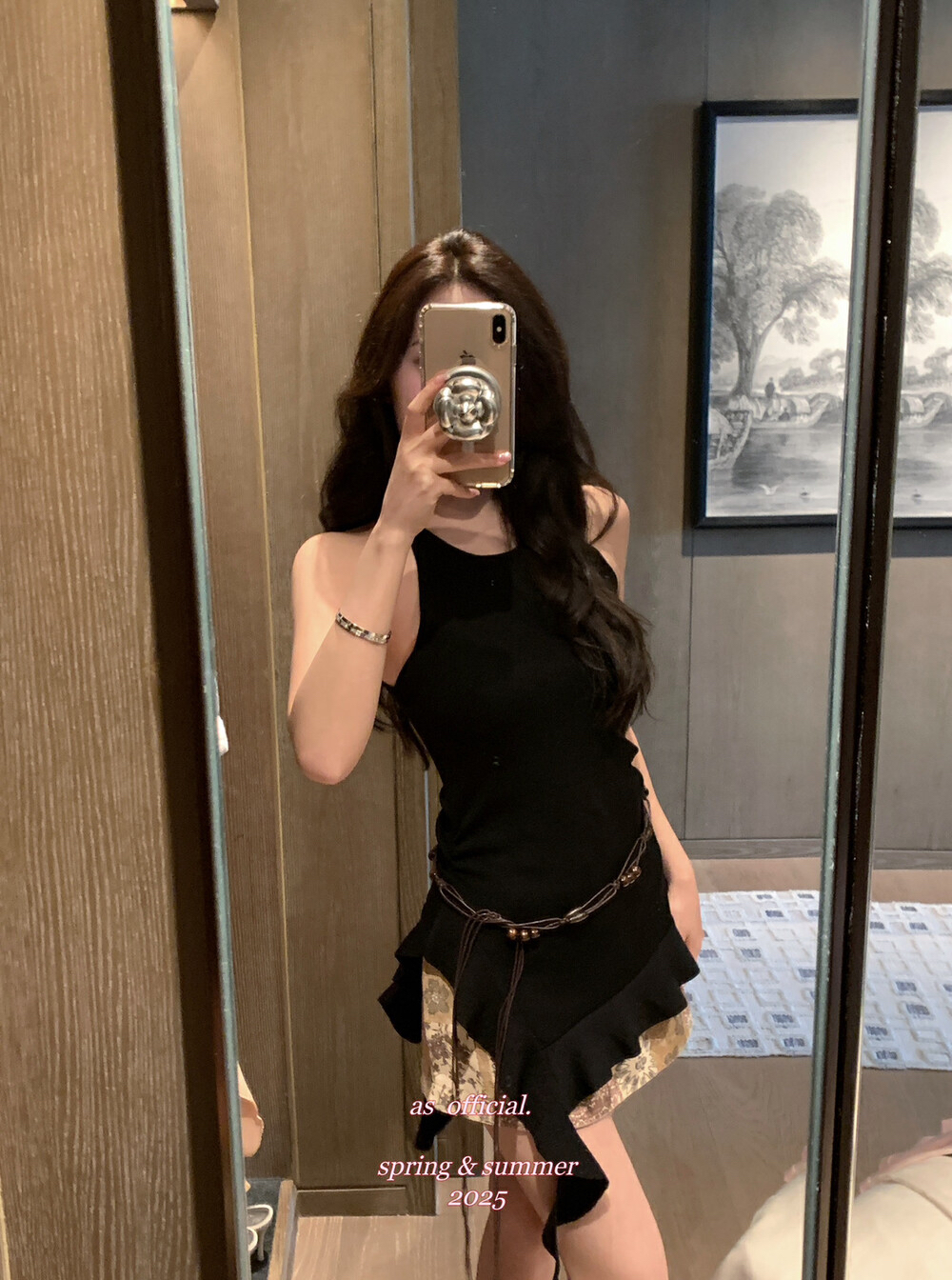 【AS OFFICIAL】小众显瘦挂脖飘带针织小衫背心13208#（不含腰带